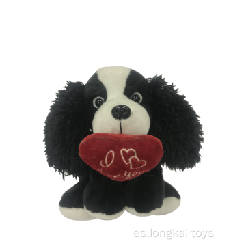 Perro De Peluche En Negro Con Corazón